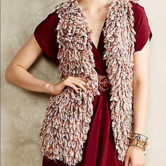 Anthropologie Fuzzy Textured Knit Vest Boho Hippie